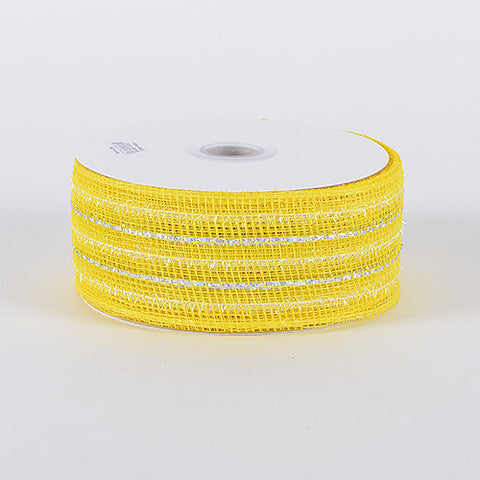 Daffodil - Laser Metallic Mesh Ribbon ( 2-1/2 inch x 25 Yards ) FuzzyFabric - Wholesale Ribbons, Tulle Fabric, Wreath Deco Mesh Supplies