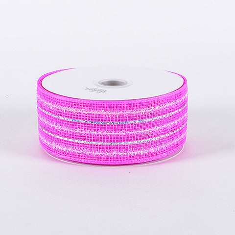Fuchsia - Laser Metallic Mesh Ribbon ( 4 Inch x 25 Yards ) FuzzyFabric - Wholesale Ribbons, Tulle Fabric, Wreath Deco Mesh Supplies