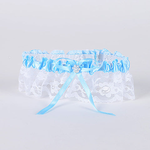 Lace Garters Light Blue ( 6 Inch Width ) - WA56 FuzzyFabric - Wholesale Ribbons, Tulle Fabric, Wreath Deco Mesh Supplies