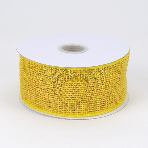 Yellow - Metallic Deco Mesh Ribbons ( 4 Inch x 25 Yards ) FuzzyFabric - Wholesale Ribbons, Tulle Fabric, Wreath Deco Mesh Supplies