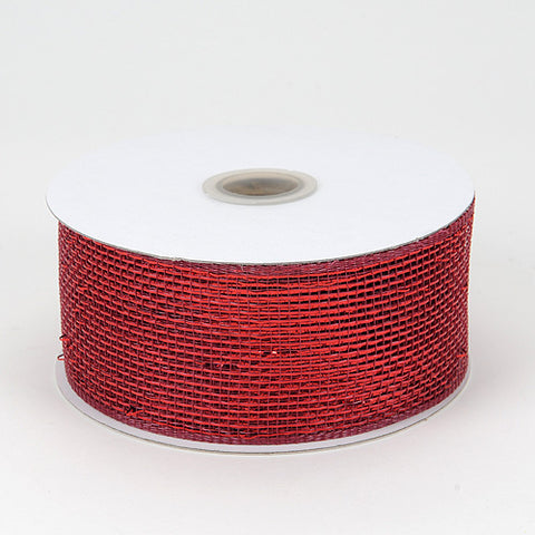 Burgundy - Metallic Deco Mesh Ribbons ( 4 Inch x 25 Yards ) FuzzyFabric - Wholesale Ribbons, Tulle Fabric, Wreath Deco Mesh Supplies
