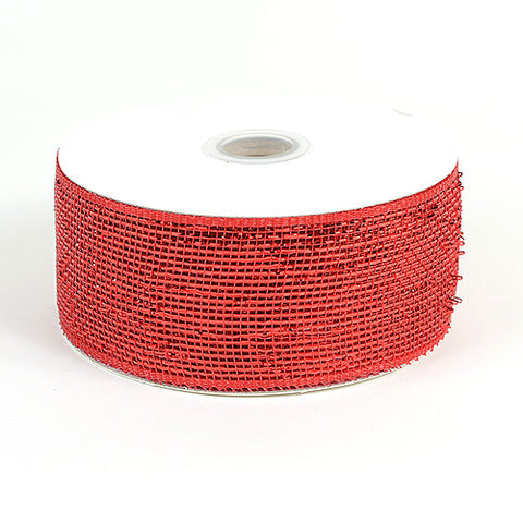 Red - Metallic Deco Mesh Ribbons ( 4 Inch x 25 Yards ) FuzzyFabric - Wholesale Ribbons, Tulle Fabric, Wreath Deco Mesh Supplies