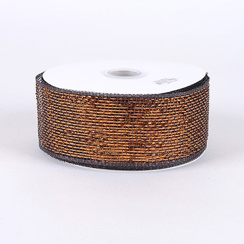 Chocolate Brown - Metallic Deco Mesh Ribbons ( 2-1/2 Inch x 25 Yards ) FuzzyFabric - Wholesale Ribbons, Tulle Fabric, Wreath Deco Mesh Supplies