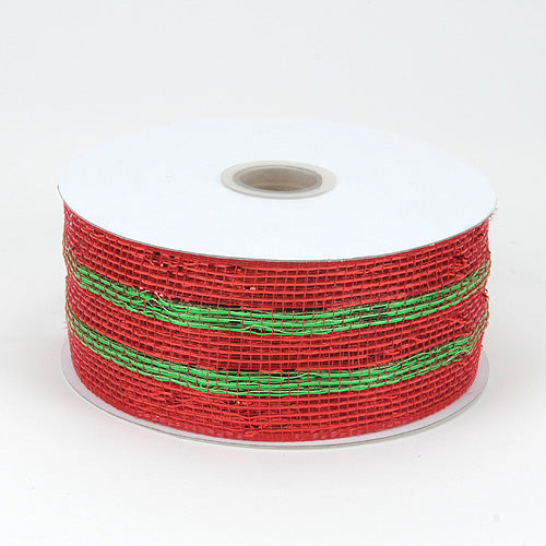 Green - Metallic Deco Mesh Ribbons ( 4 Inch x 25 Yards )