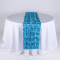 Turquoise - 14 x 108 Inch Rosette Satin Table Runners FuzzyFabric - Wholesale Ribbons, Tulle Fabric, Wreath Deco Mesh Supplies