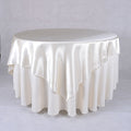 Ivory - 60 x 60 Inch Satin Square Table Overlays FuzzyFabric - Wholesale Ribbons, Tulle Fabric, Wreath Deco Mesh Supplies