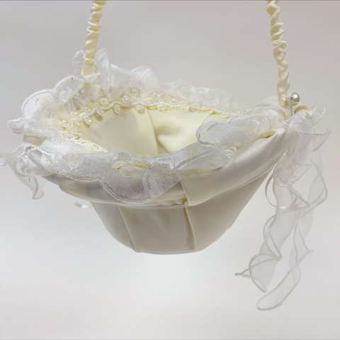 Flower Girl Baskets Ivory ( 10 Inch x 8 Inch ) 4089I FuzzyFabric - Wholesale Ribbons, Tulle Fabric, Wreath Deco Mesh Supplies