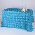 Turquoise - 90 x 156 inch Rosette Rectangle Tablecloths FuzzyFabric - Wholesale Ribbons, Tulle Fabric, Wreath Deco Mesh Supplies