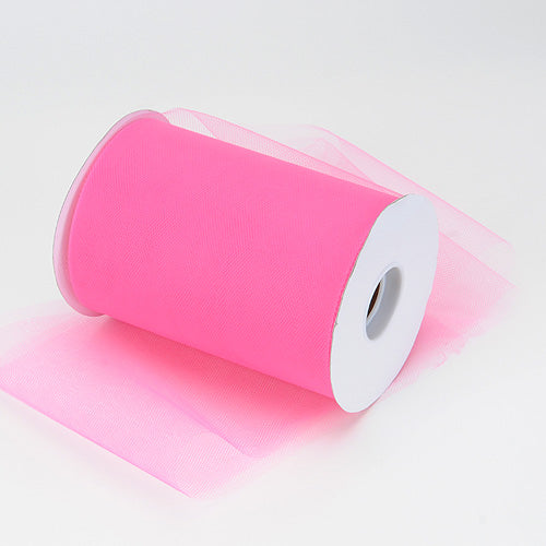 Shocking Pink 6 Inch Tulle Fabric Roll 100 Yards