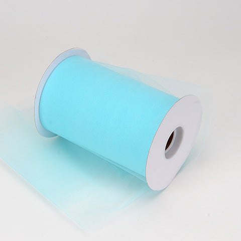 Aqua Blue - 6 Inch by 100 Yards Fabric Tulle Roll Spool FuzzyFabric - Wholesale Ribbons, Tulle Fabric, Wreath Deco Mesh Supplies