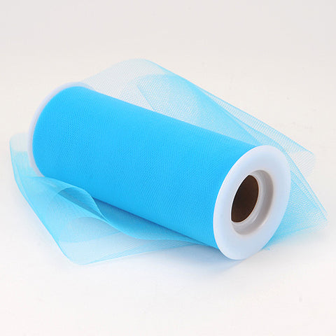 Turquoise - 6 Inch by 25 Yards Fabric Tulle Roll Spool FuzzyFabric - Wholesale Ribbons, Tulle Fabric, Wreath Deco Mesh Supplies