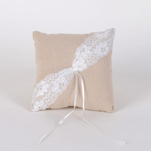 Ring Bearer Pillow Burlap ( 7 x 7 inches ) - JSYW852 FuzzyFabric - Wholesale Ribbons, Tulle Fabric, Wreath Deco Mesh Supplies