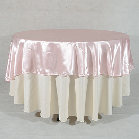 Light Pink - 70 inch Satin Round Tablecloths FuzzyFabric - Wholesale Ribbons, Tulle Fabric, Wreath Deco Mesh Supplies
