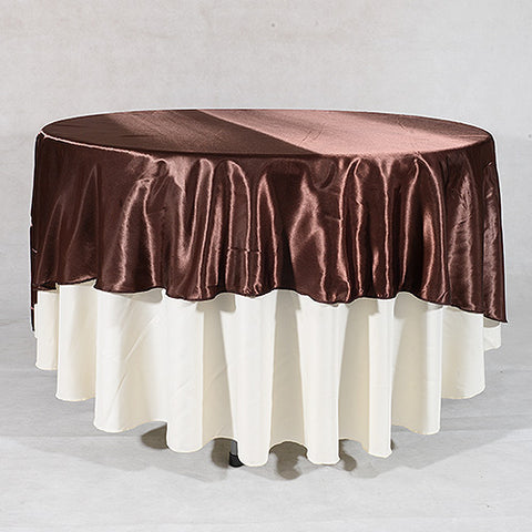 Chocolate Brown - 70 inch Satin Round Tablecloths FuzzyFabric - Wholesale Ribbons, Tulle Fabric, Wreath Deco Mesh Supplies