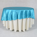 Turquoise - 70 inch Satin Round Tablecloths FuzzyFabric - Wholesale Ribbons, Tulle Fabric, Wreath Deco Mesh Supplies