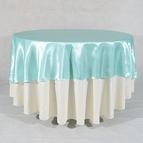 Aqua Blue - 70 inch Satin Round Tablecloths FuzzyFabric - Wholesale Ribbons, Tulle Fabric, Wreath Deco Mesh Supplies