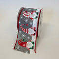 Grey Linen Christmas Gnomes Ribbon - 2-1/2 Inch x 10 Yards FuzzyFabric - Wholesale Ribbons, Tulle Fabric, Wreath Deco Mesh Supplies