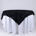 Black - 72 x 72 Inch Rosette Square Table Overlays FuzzyFabric - Wholesale Ribbons, Tulle Fabric, Wreath Deco Mesh Supplies