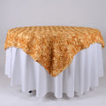 Gold - 72 x 72 Inch Rosette Square Table Overlays FuzzyFabric - Wholesale Ribbons, Tulle Fabric, Wreath Deco Mesh Supplies