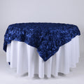 Navy Blue - 72 x 72 Inch Rosette Square Table Overlays FuzzyFabric - Wholesale Ribbons, Tulle Fabric, Wreath Deco Mesh Supplies