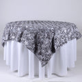 Silver - 72 x 72 Inch Rosette Square Table Overlays FuzzyFabric - Wholesale Ribbons, Tulle Fabric, Wreath Deco Mesh Supplies