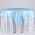 Light Blue - 72 x 72 Inch Pintuck Satin Square Table Overlays FuzzyFabric - Wholesale Ribbons, Tulle Fabric, Wreath Deco Mesh Supplies