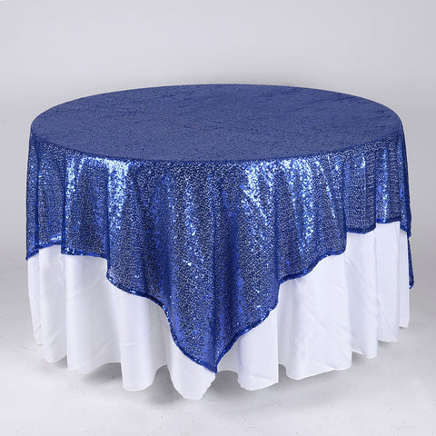 Navy Blue - 72 x 72 Inch Duchess Sequin Square Table Overlays FuzzyFabric - Wholesale Ribbons, Tulle Fabric, Wreath Deco Mesh Supplies