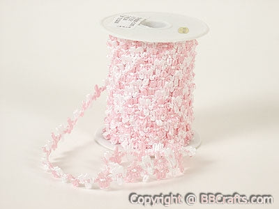 Unisize Pink Flower Braid FuzzyFabric - Wholesale Ribbons, Tulle Fabric, Wreath Deco Mesh Supplies