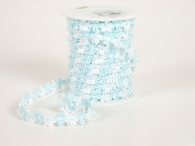 Unisize Light Blue Flower Braid FuzzyFabric - Wholesale Ribbons, Tulle Fabric, Wreath Deco Mesh Supplies