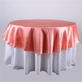 Coral - 108 inch Satin Round Tablecloths FuzzyFabric - Wholesale Ribbons, Tulle Fabric, Wreath Deco Mesh Supplies
