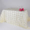 Ivory - 90 x 156 inch Rosette Rectangle Tablecloths FuzzyFabric - Wholesale Ribbons, Tulle Fabric, Wreath Deco Mesh Supplies