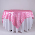 Pink - 85 x 85 Inch Pintuck Satin Square Overlays FuzzyFabric - Wholesale Ribbons, Tulle Fabric, Wreath Deco Mesh Supplies