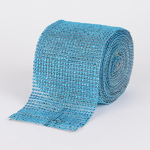 Turquoise Bling Diamond Rolls - ( W: 1-1/2 Inch | L: 10 Yards ) FuzzyFabric - Wholesale Ribbons, Tulle Fabric, Wreath Deco Mesh Supplies
