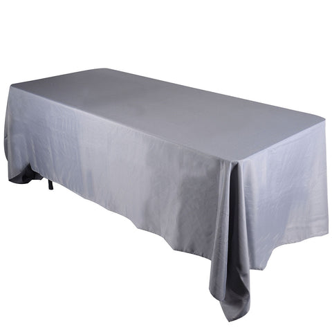 Silver - 90 x 156 inch Polyester Rectangle Tablecloths FuzzyFabric - Wholesale Ribbons, Tulle Fabric, Wreath Deco Mesh Supplies