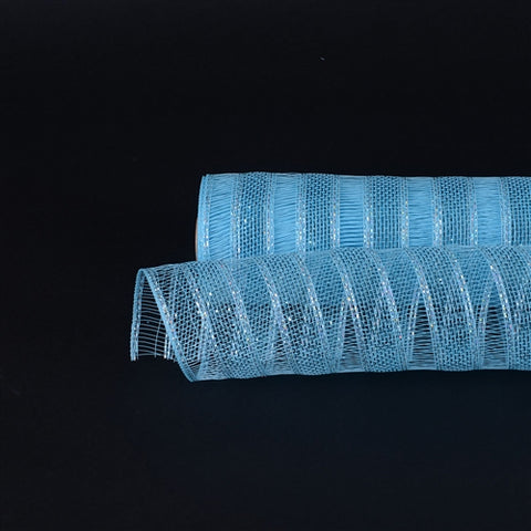Light Blue - Deco Mesh Eyelash Metallic Design ( 21 Inch x 10 Yards ) FuzzyFabric - Wholesale Ribbons, Tulle Fabric, Wreath Deco Mesh Supplies