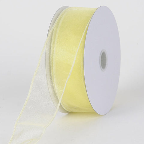 Baby Maize - Organza Ribbon Thick Wire Edge - ( W: 1-1/2 inch | L: 25 Yards ) FuzzyFabric - Wholesale Ribbons, Tulle Fabric, Wreath Deco Mesh Supplies