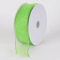 Apple Green - Organza Ribbon Thick Wire Edge - ( W: 2-1/2 inch | L: 25 Yards ) FuzzyFabric - Wholesale Ribbons, Tulle Fabric, Wreath Deco Mesh Supplies