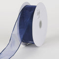 Navy Blue - Organza Ribbon Thick Wire Edge - ( W: 1-1/2 inch | L: 25 Yards ) FuzzyFabric - Wholesale Ribbons, Tulle Fabric, Wreath Deco Mesh Supplies