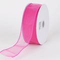 Hot Pink - Organza Ribbon Thick Wire Edge - ( W: 2-1/2 inch | L: 25 Yards ) FuzzyFabric - Wholesale Ribbons, Tulle Fabric, Wreath Deco Mesh Supplies