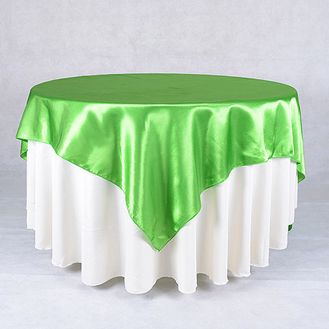 90 Inch x 90 Inch Apple Green 90 x 90 Satin Table Overlays FuzzyFabric - Wholesale Ribbons, Tulle Fabric, Wreath Deco Mesh Supplies