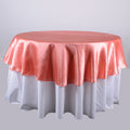 Coral - 90 inch Satin Round Tablecloths FuzzyFabric - Wholesale Ribbons, Tulle Fabric, Wreath Deco Mesh Supplies