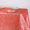 Coral - 90 x 132 inch Pintuck Rectangle Tablecloths FuzzyFabric - Wholesale Ribbons, Tulle Fabric, Wreath Deco Mesh Supplies