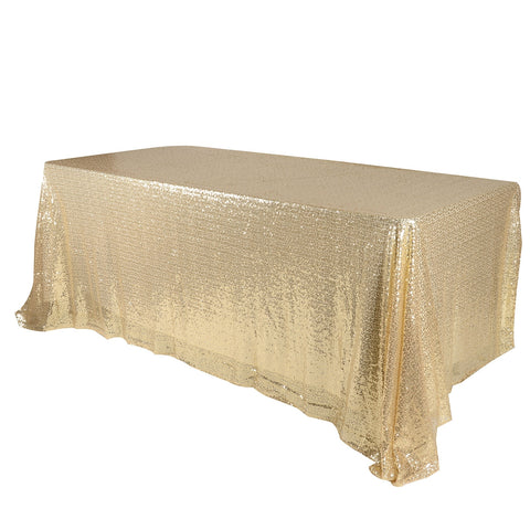 Champagne - 90 x 132 inch Duchess Sequin Rectangle Tablecloths FuzzyFabric - Wholesale Ribbons, Tulle Fabric, Wreath Deco Mesh Supplies