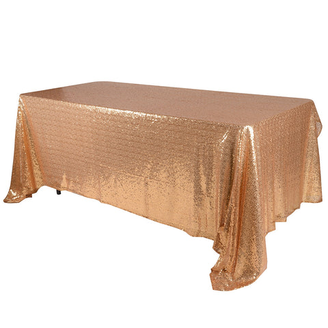 Gold - 90 x 132 inch Duchess Sequin Rectangle Tablecloths FuzzyFabric - Wholesale Ribbons, Tulle Fabric, Wreath Deco Mesh Supplies
