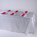 White - 90 x 156 inch Pintuck Rectangle Tablecloths FuzzyFabric - Wholesale Ribbons, Tulle Fabric, Wreath Deco Mesh Supplies
