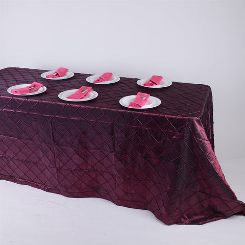 Burgundy - 90 x 156 inch Pintuck Rectangle Tablecloths FuzzyFabric - Wholesale Ribbons, Tulle Fabric, Wreath Deco Mesh Supplies