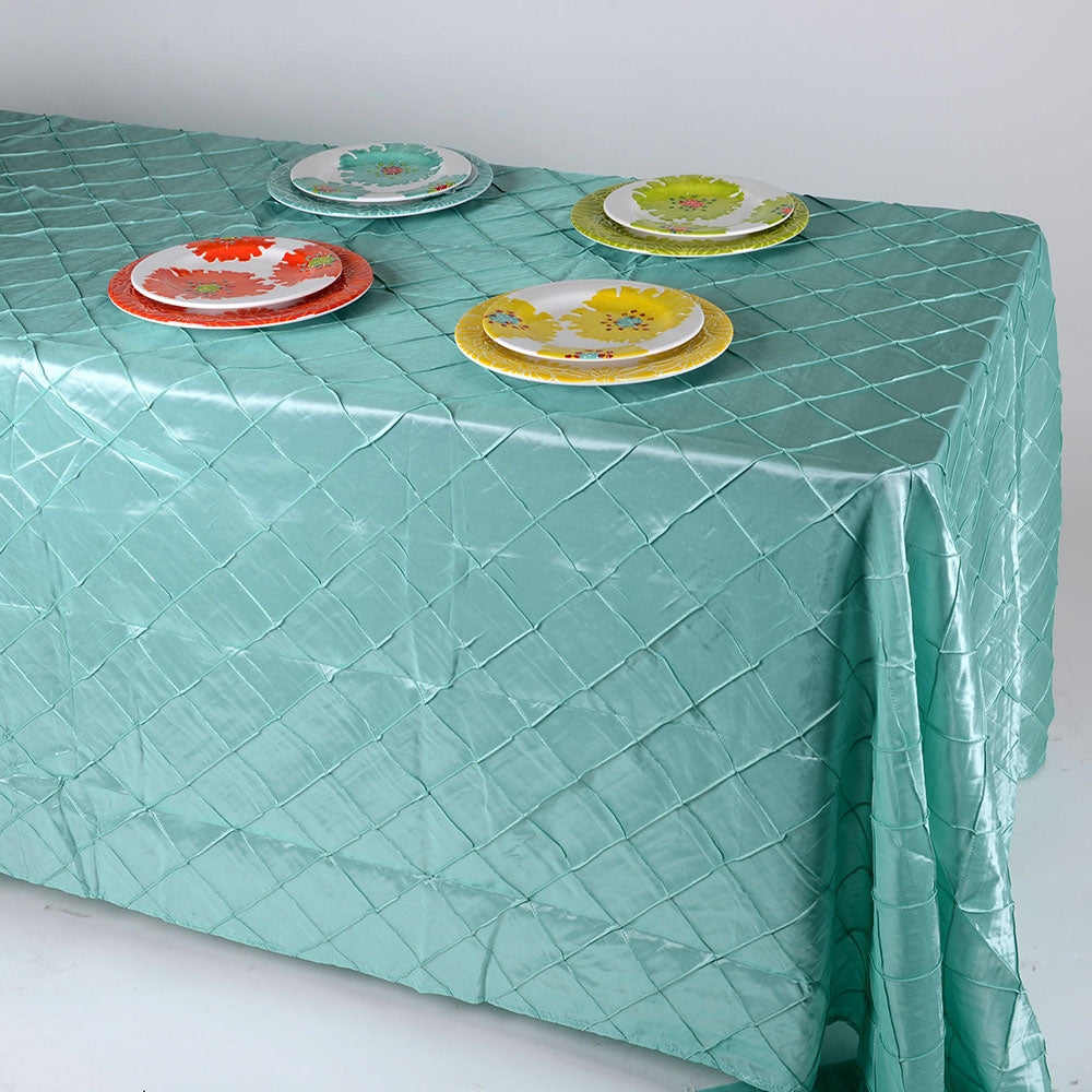 Pintuck Rectangular Aqua Blue - 90 x 156 inch Pintuck Rectangle Tablecloths