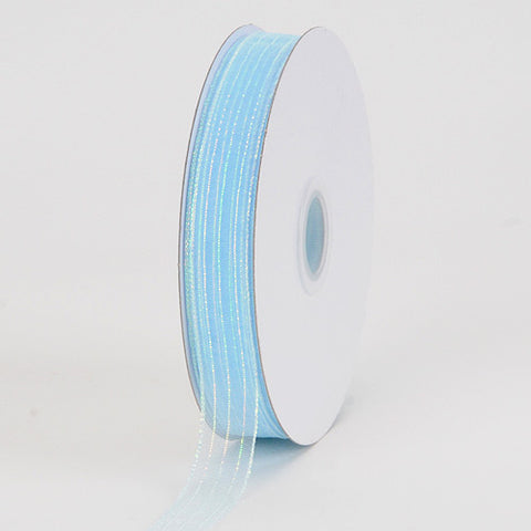 Light Blue Iridescent Corsage Ribbon - 3/8 Inch x 50 Yards FuzzyFabric - Wholesale Ribbons, Tulle Fabric, Wreath Deco Mesh Supplies