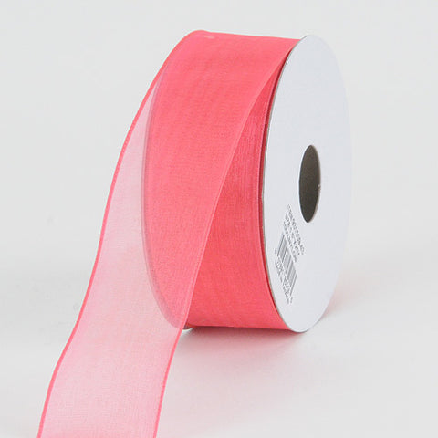Melon - Organza Ribbon Thin Wire Edge - ( W: 5/8 inch | L: 25 Yards ) FuzzyFabric - Wholesale Ribbons, Tulle Fabric, Wreath Deco Mesh Supplies