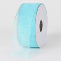 Aqua Blue - Organza Ribbon Thin Wire Edge - ( W: 5/8 inch | L: 25 Yards ) FuzzyFabric - Wholesale Ribbons, Tulle Fabric, Wreath Deco Mesh Supplies